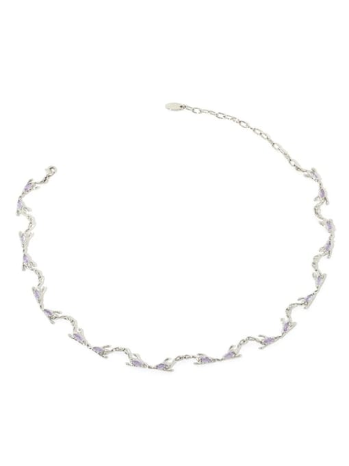 Lavender necklace Brass Cubic Zirconia Geometric Hip Hop Necklace