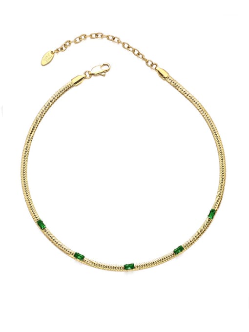 Green  necklace Brass Cubic Zirconia Geometric Minimalist Necklace