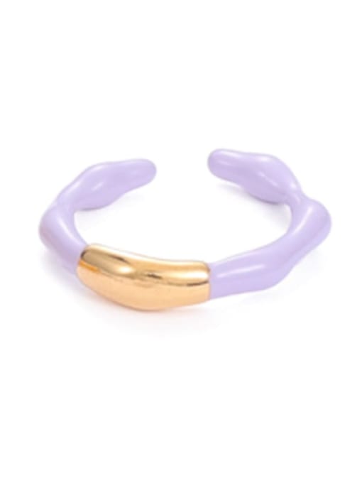 Purple drop oil Brass Enamel Irregular Minimalist Band Ring