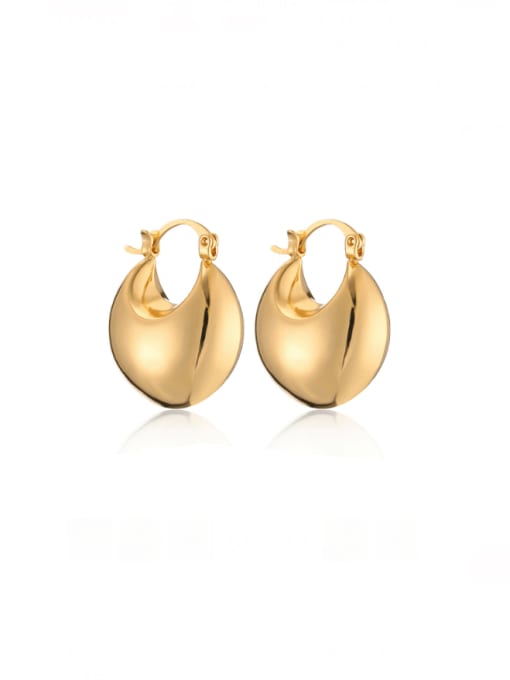 44713 Brass Geometric Hip Hop Huggie Earring