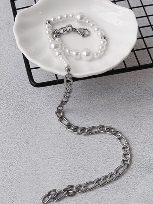 TINGS Titanium Steel Imitation Pearl Geometric Vintage Necklace 1