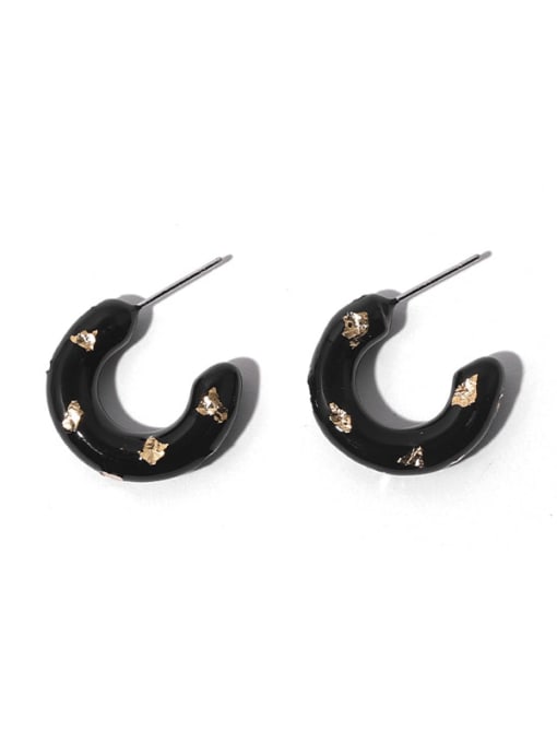 Black oil dripping Zinc Alloy Enamel Geometric Minimalist Stud Earring