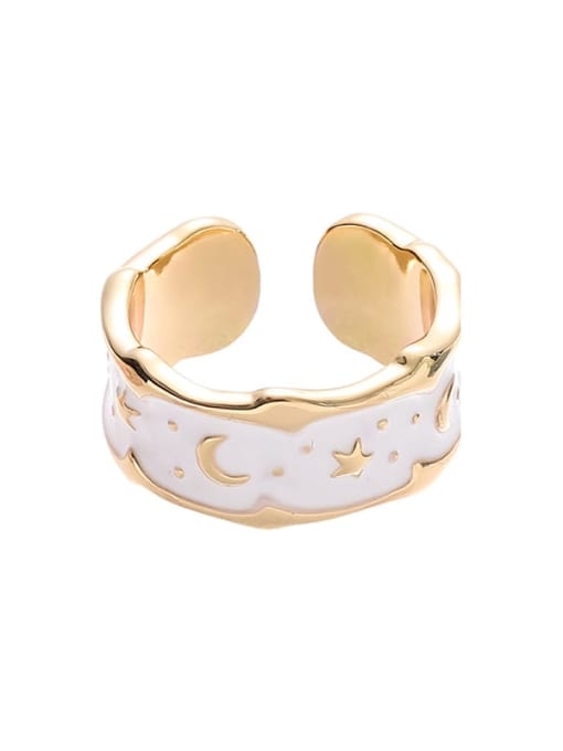 Style 2 Ring Brass Enamel Moon Hip Hop Band Ring