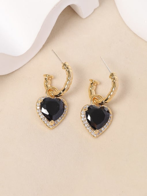 OUOU Brass Cubic Zirconia Heart Luxury Drop Earring 2