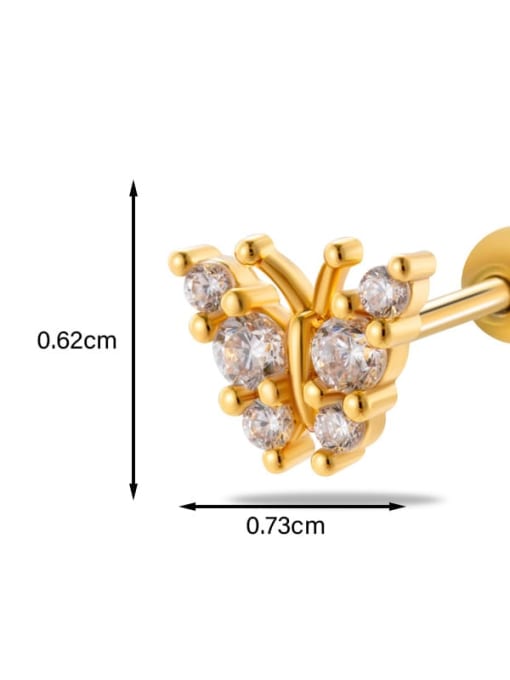 4  # Golden Yellow--Single Stainless steel Cubic Zirconia Ball Trend Single Earring