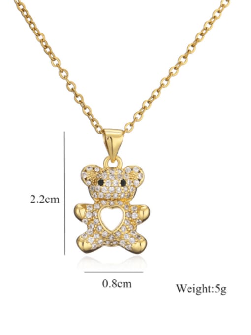AOG Brass Cubic Zirconia  Trend Bear Pendant Necklace 3