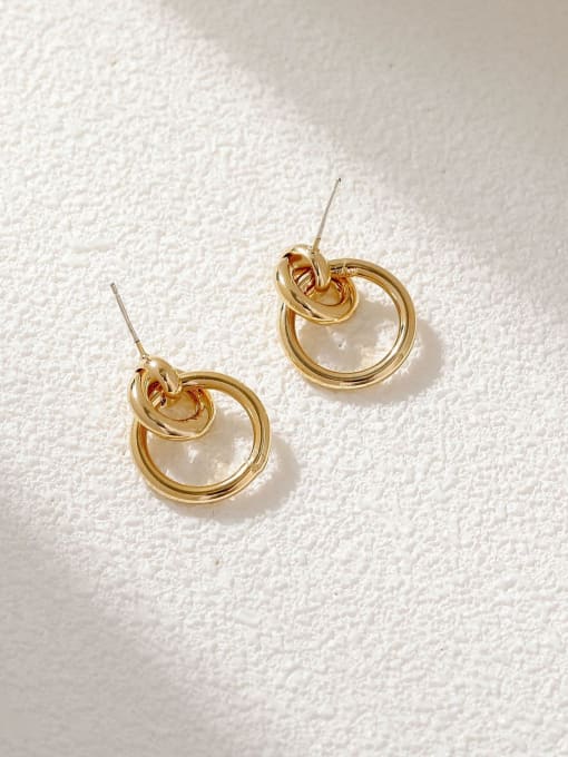 14k Gold Brass Geometric Minimalist Drop Earring