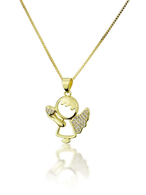 renchi Brass Cubic Zirconia Angel Cute Necklace 0