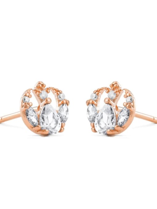 39 rose gold Brass Cubic Zirconia Icon Cute Stud Earring