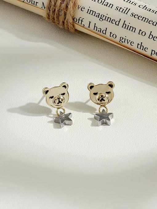 HYACINTH Copper Minimalist  Cute bear Stud Trend Korean Fashion Earring 2
