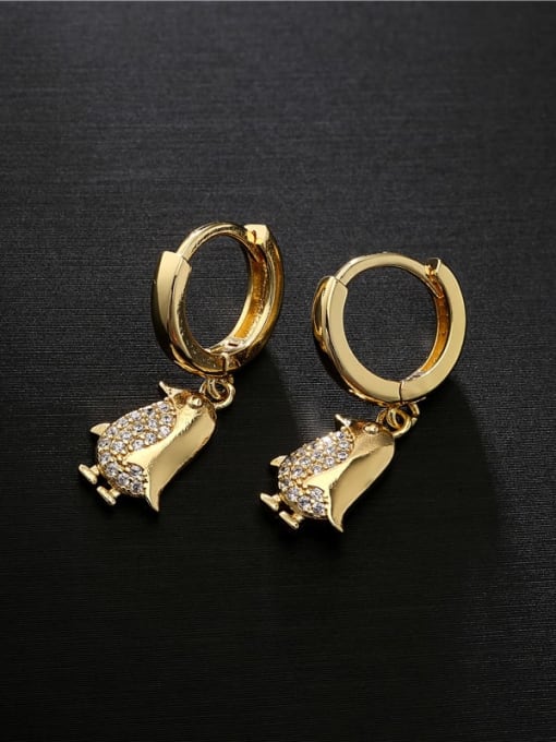 AOG Brass Cubic Zirconia Vintage Animal   Penguin Huggie Earring 1