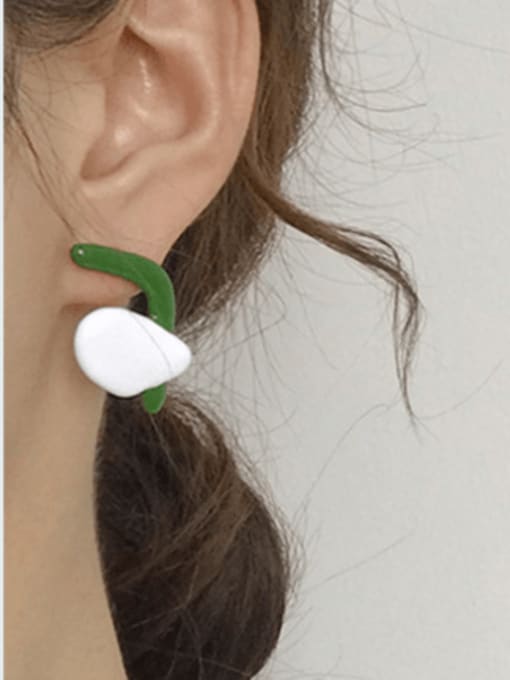 Five Color Alloy Enamel Irregular Cute Stud Earring  (single) 1