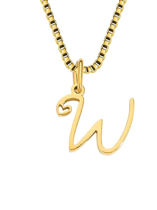W Gold Stainless steel Letter Minimalist Necklace