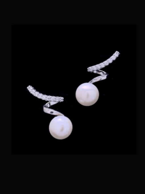 SUUTO Brass Imitation Pearl Irregular Minimalist Drop Earring 1