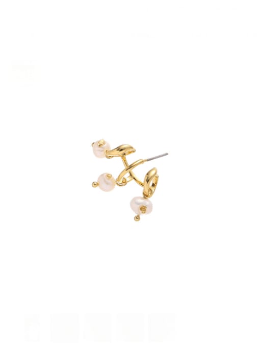 Single pearl earrings for sale Brass Imitation Pearl Tassel Minimalist Single Earring