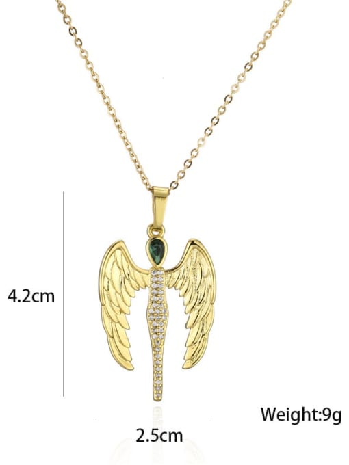 AOG Brass Cubic Zirconia Vintage Wing  Pendnat Necklace 2
