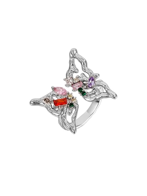 TINGS Brass Cubic Zirconia Butterfly Hip Hop Band Ring 0