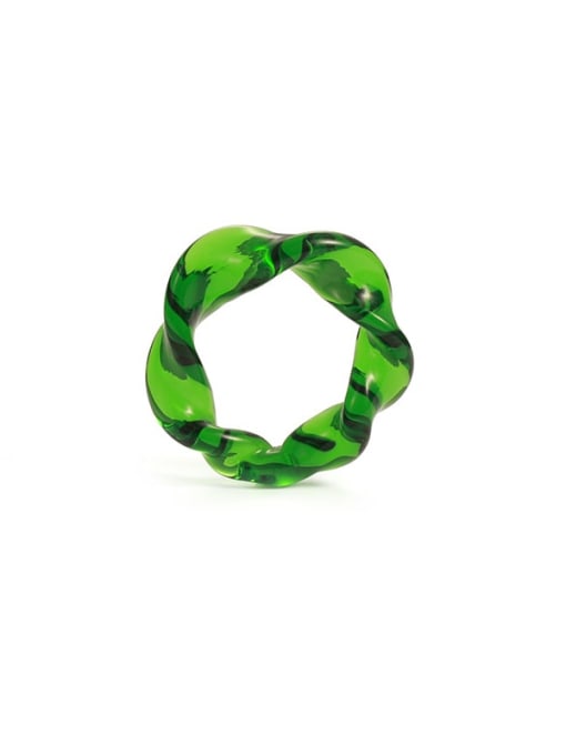 Emerald Glass Ring Hand Green Glass  Twist  Geometric Trend Band Ring