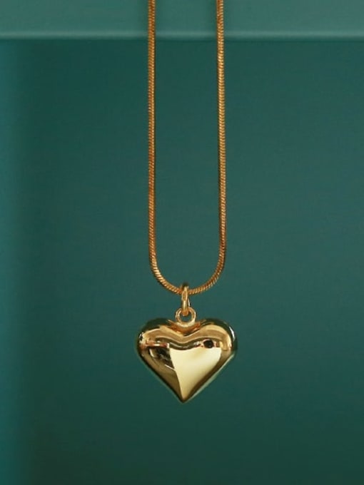 Five Color Brass Smooth Heart Minimalist Necklace 2