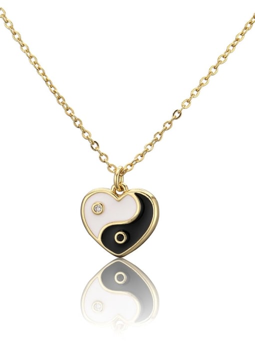 20901 Brass Rhinestone Enamel  Trend Heart Pendant Necklace