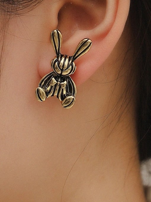 HYACINTH Brass Rabbit Vintage Stud Trend Korean Fashion Earring 1
