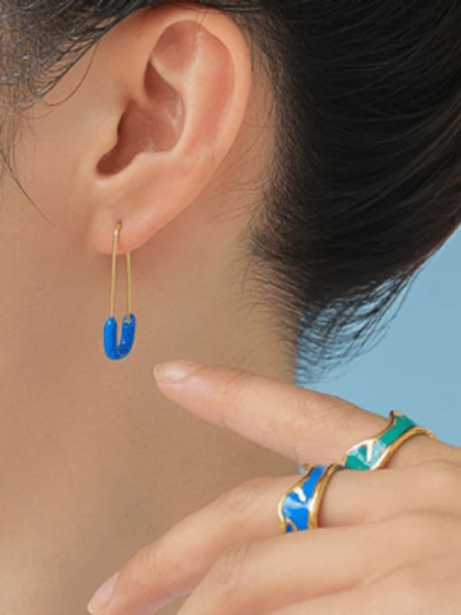 Five Color Brass Enamel Bowknot Minimalist Single Earring(only one) 3