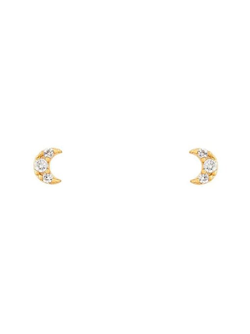 moon Brass Cubic Zirconia Star Minimalist Stud Earring