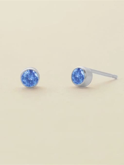 March Light Blue Steel Stainless steel Birthstone Geometric Minimalist Stud Earring