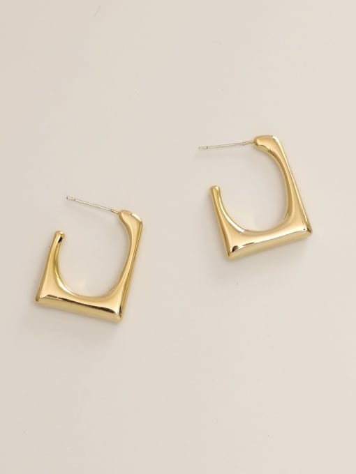 HYACINTH Brass  Smooth Geometric Minimalist Stud Trend Korean Fashion Earring 4