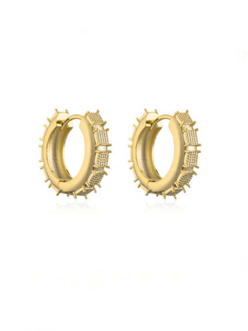 41515 Brass Cubic Zirconia Geometric Minimalist Huggie Earring