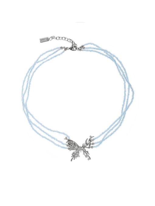 TINGS Brass Glass beads Butterfly Trend Multi Strand Necklace