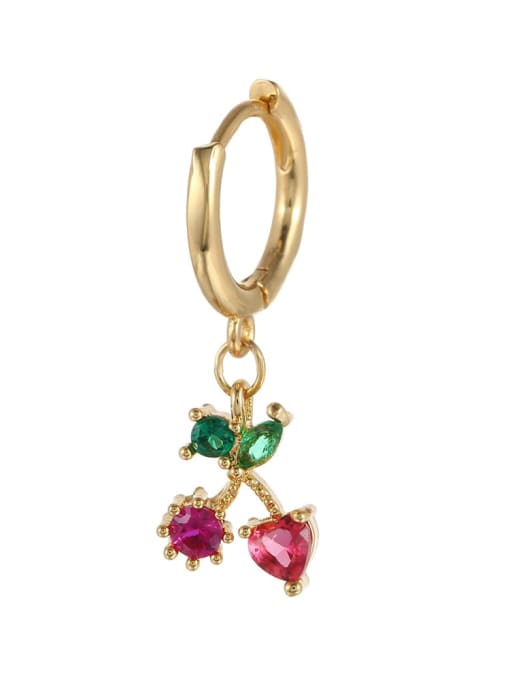 Love cherry Brass Cubic Zirconia Multi Color Friut Cute Huggie Earring