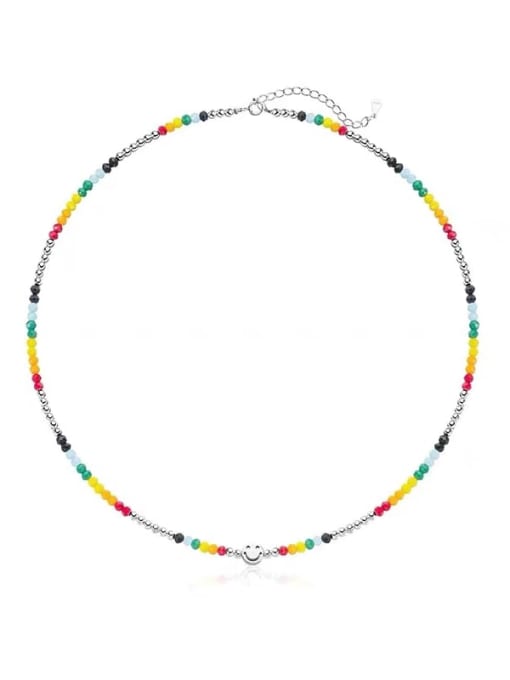 HYACINTH Brass Rainbow Minimalist Beaded Necklace 0