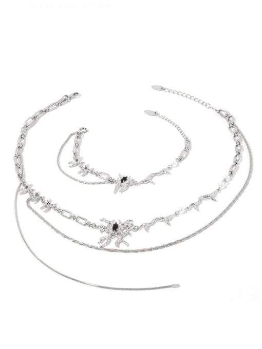 TINGS Brass Cubic Zirconia Hip Hop Star Bracelet and Necklace Set
