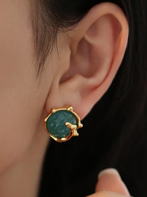 ACCA Brass Resin Round Vintage Stud Earring 1