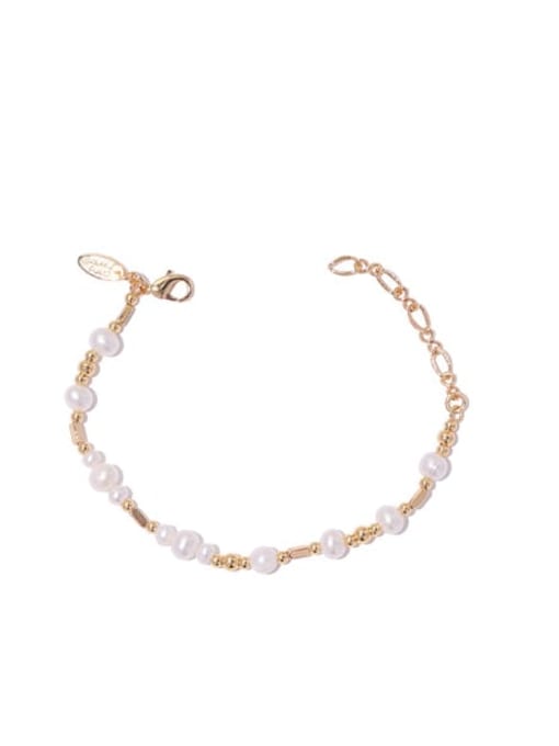 Pearl Bracelet Brass Freshwater Pearl Geometric Vintage Necklace