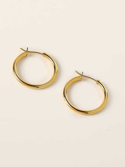 HYACINTH Brass Round Minimalist Hoop Trend Korean Fashion Earring 4