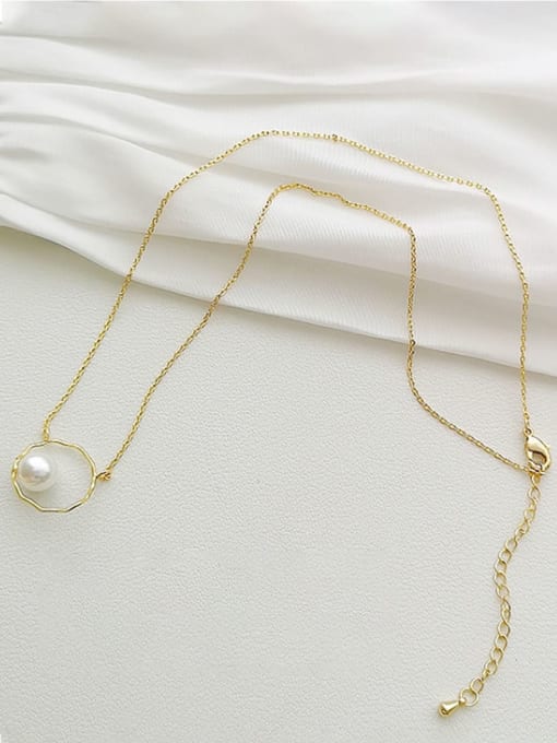 14K  gold Copper Imitation Pearl Round Dainty Trend Korean Fashion Necklace