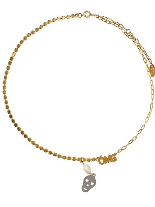 ACCA Brass Skull Vintage chain round Necklace 2