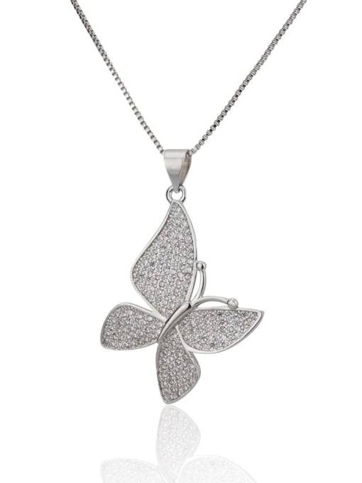 renchi Brass  Cubic Zirconia Butterfly Dainty Necklace 0