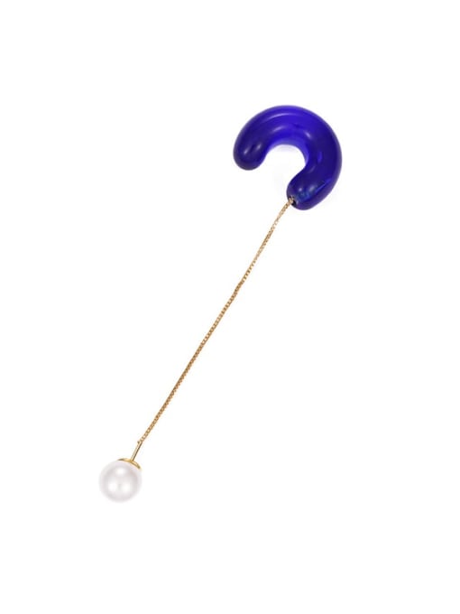Blue ear line single sale Hand  Glass Multi Color C Shape Minimalist Single Earring