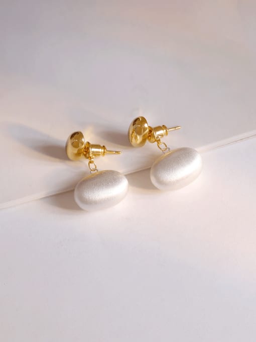 16K gold Brass Freshwater Pearl Geometric Minimalist Drop Earring