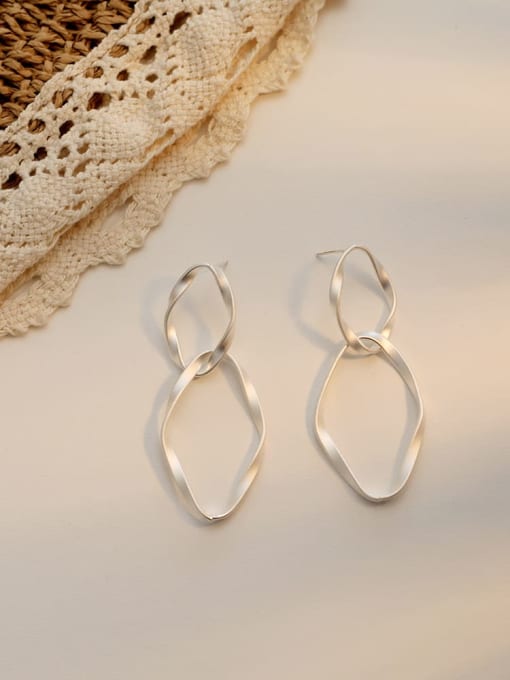 Dumb Silver Copper Hollow Geometric Minimalist Drop Trend Korean Fashion Earring
