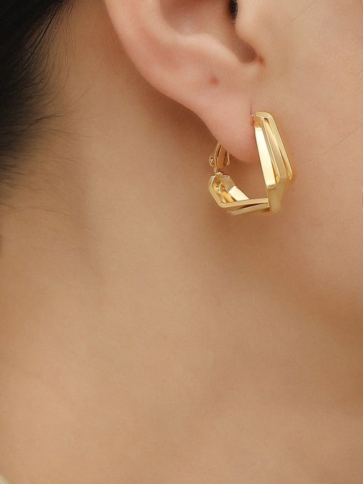 HYACINTH Brass Geometric Minimalist Huggie Trend Korean Fashion Earring 1