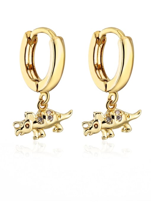 41018 Brass Cubic Zirconia Dragon Vintage Huggie Earring