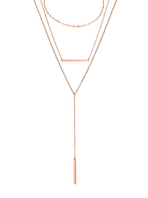 rose gold Stainless steel Geometric Minimalist Multi Strand Necklace
