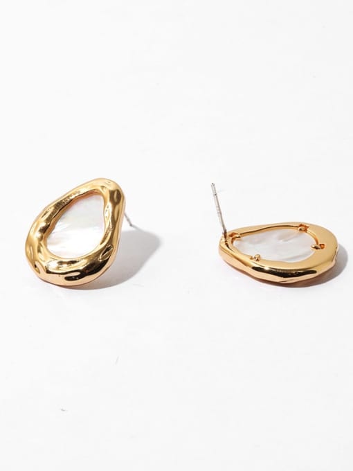 TINGS Brass Shell Water Drop Vintage Stud Earring 3