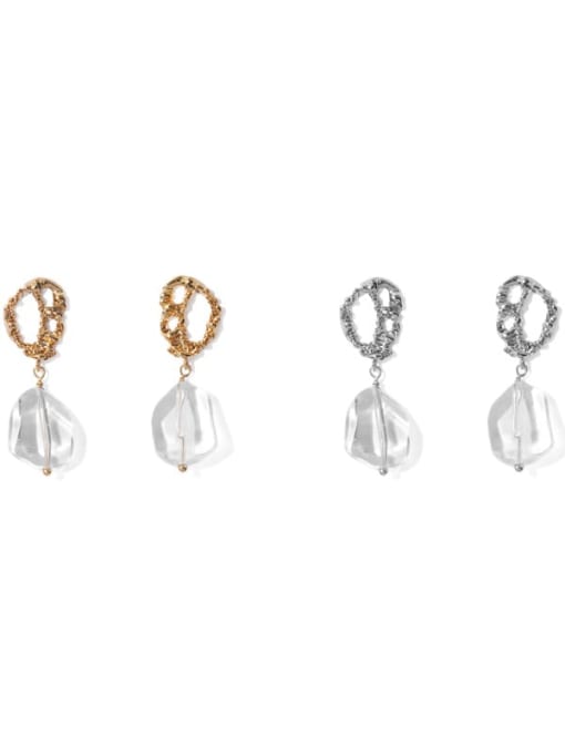 TINGS Brass Glass Stone Geometric Minimalist Drop Earring 0