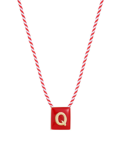 Letter Q Brass Enamel Message Cute Necklace
