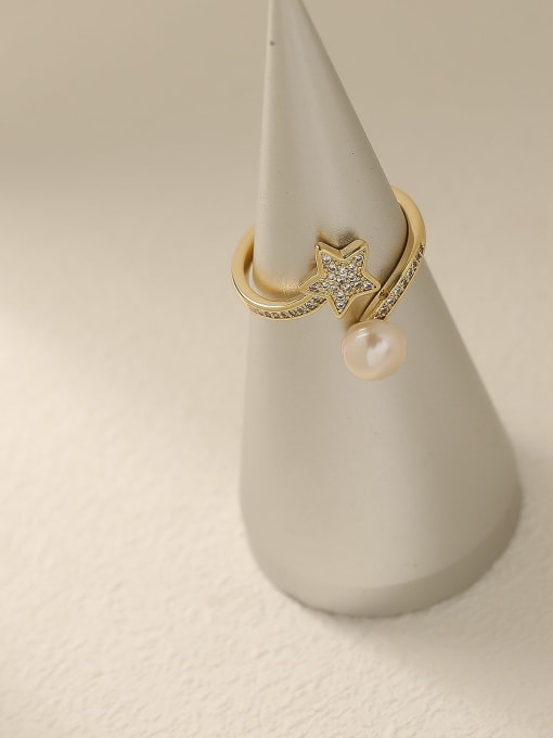 14k Gold Brass Cubic Zirconia Star Cute Band Fashion Ring